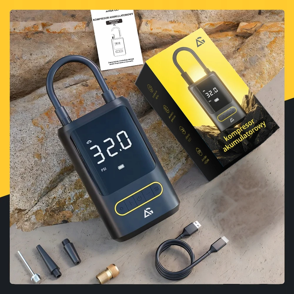 ARSA GO ELEKTRINIS DVIRAČIO siurblys CAR kompresorius 4000mAh baterija + POWERBANK