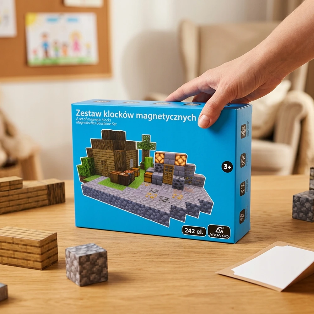 ARSA GO MAGNETINIŲ BLOKŲ KONSTRUKCINIŲ KUBŲ KUBŲ RINKINYS + FIGŪRĖS 242 vnt.