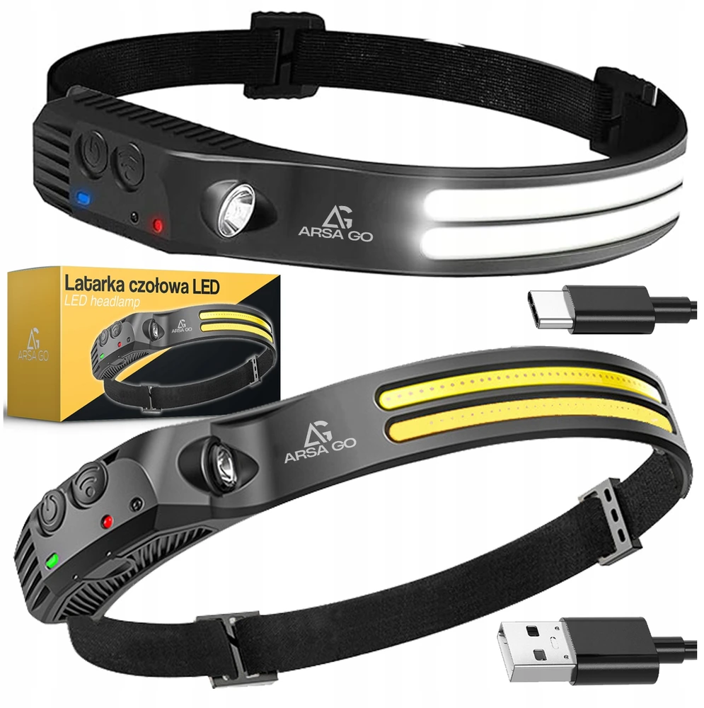 ARSA GO USB PAKRAUJAMAS LED PRIEKINIS ŽIBINTAS SU JUDESIO JUTIKUMU, 2 DIRŽELIAIS