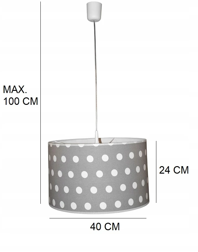 Pakabinamas šviestuvas Art Abazur LAMPA WISZĄCA ABAŻUR WALEC PILKA GROSZKI 40H24 E27