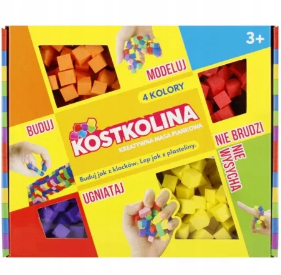 Art And Play KOSTKOLINA Plastikinė MASS 4 spalvų KŪRYBINIAI KUBAI vaikų žaidimui
