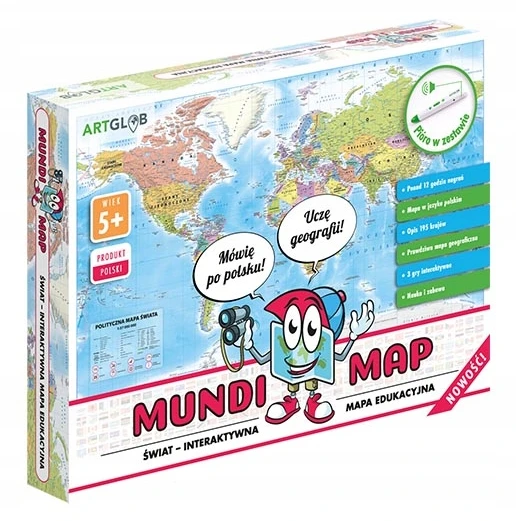 Artglob INTERAKTYVUS PASAULIO ŽEMĖLAPIS MundiMap + PEN įtraukta DOVANOS IDĖJA