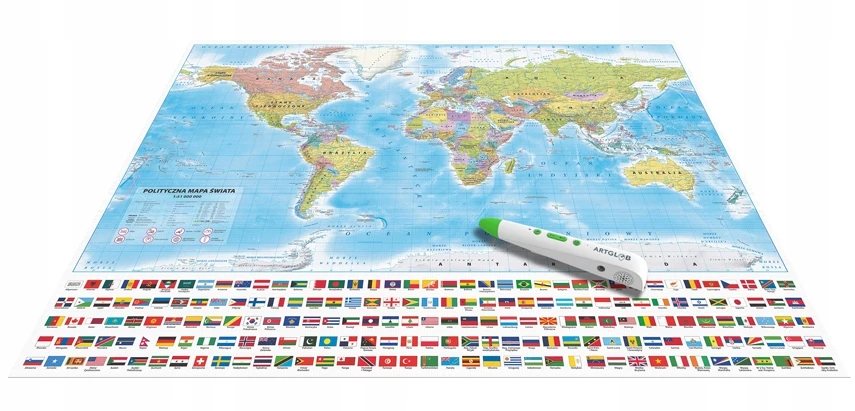 Artglob INTERAKTYVUS PASAULIO ŽEMĖLAPIS MundiMap + PEN įtraukta DOVANOS IDĖJA