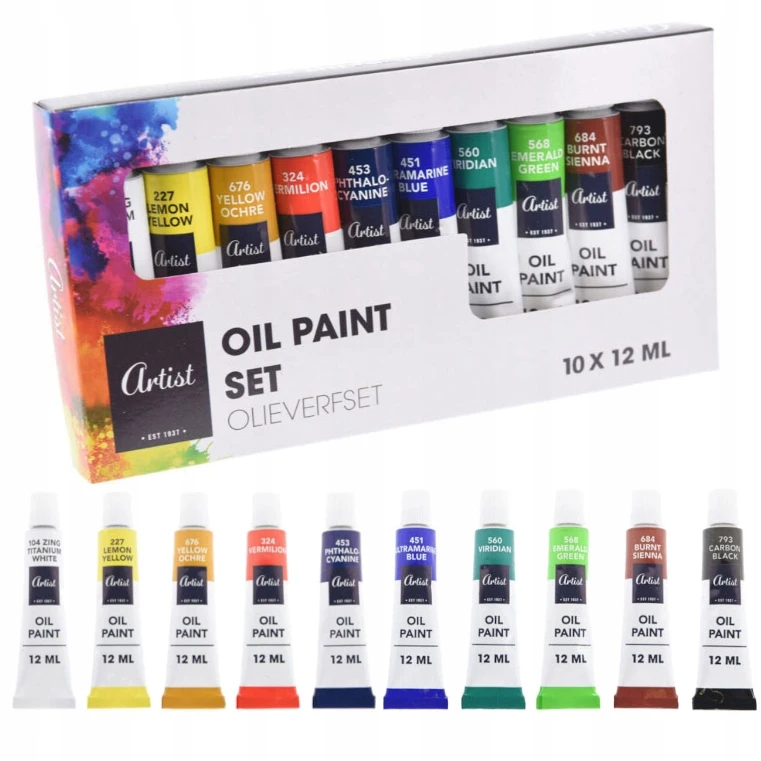Artist&Co Kitų gamintojų aliejiniai dažai 12 ml tūbelėse po 12 spalvų