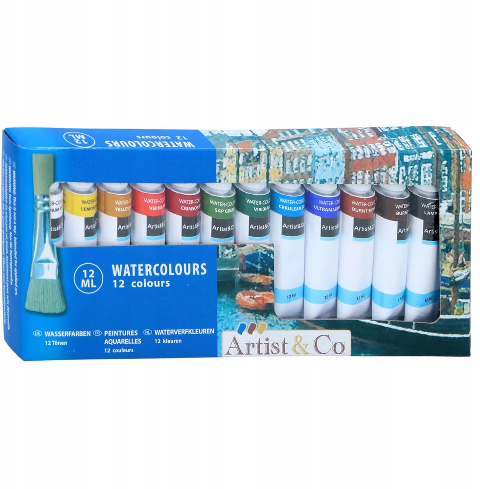 Artist&Co Akvareliniai dažai 12 ml tūbelėse, 12 spalvų