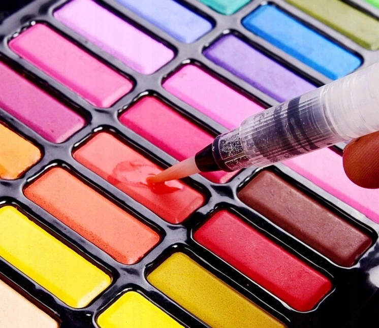 Artistiq VANDENS DAŽAI Akvareliniai teptukai ESKIZŲ KNYGA A5 DAŽYMO RINKINYS 47 ELEMENTAI.