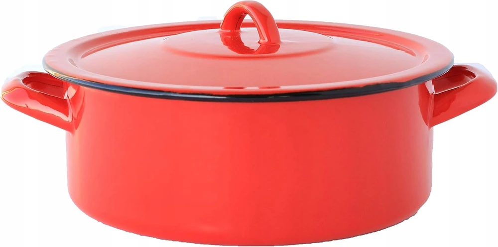 Artnik Retro emaliuotas puodas 1 L su dangteliu, raudonas puodas