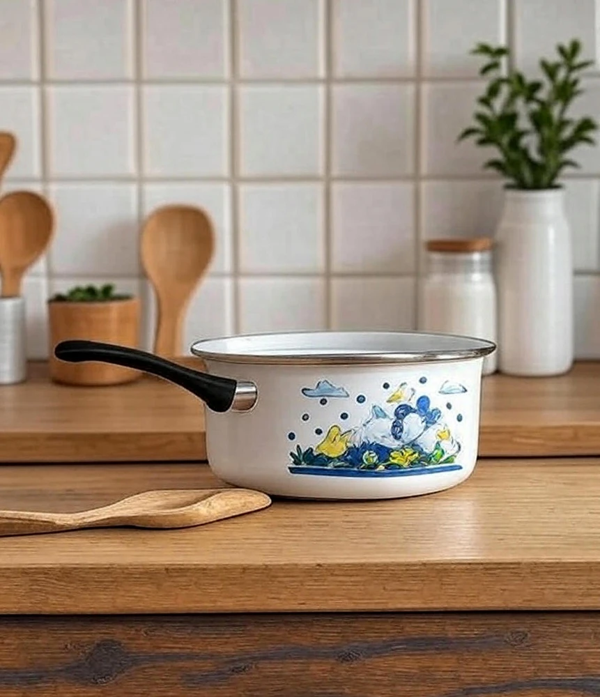 Artnik Retro emaliuotas puodas, 2 L, vintažinis žąsų puodas, puodas su rankena