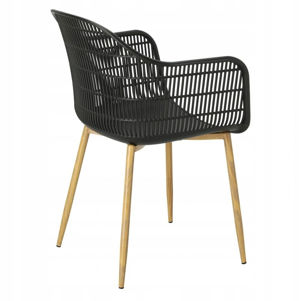 ArtPro ATRATINĖ KĖDĖ SU porankiais, JUODA, MODERNA, VALGOMUI, METALINĖ