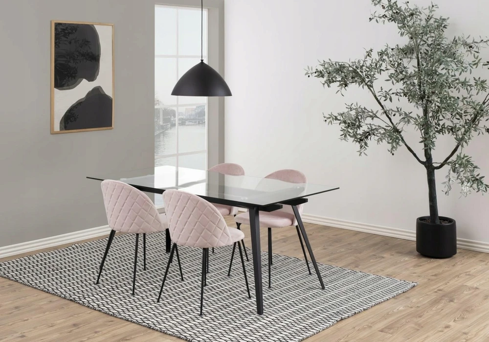 Artpro DYGTINĖ JUODOS GLAMURĖS KĖDĖ, AUKSINĖS KOJELĖS, METALAS, VALGOMUI, SVETAINEI