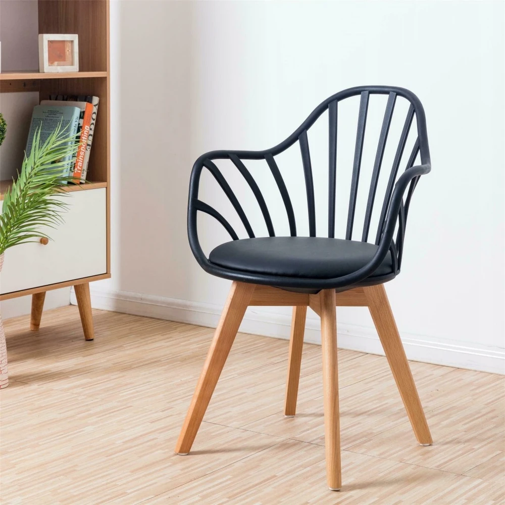 Artpro JUODOS KĖDĖS RUSTICA, SU porankiais, ELEGANTIŠKOS, VALGOMOSIUI, AŽŪRAI
