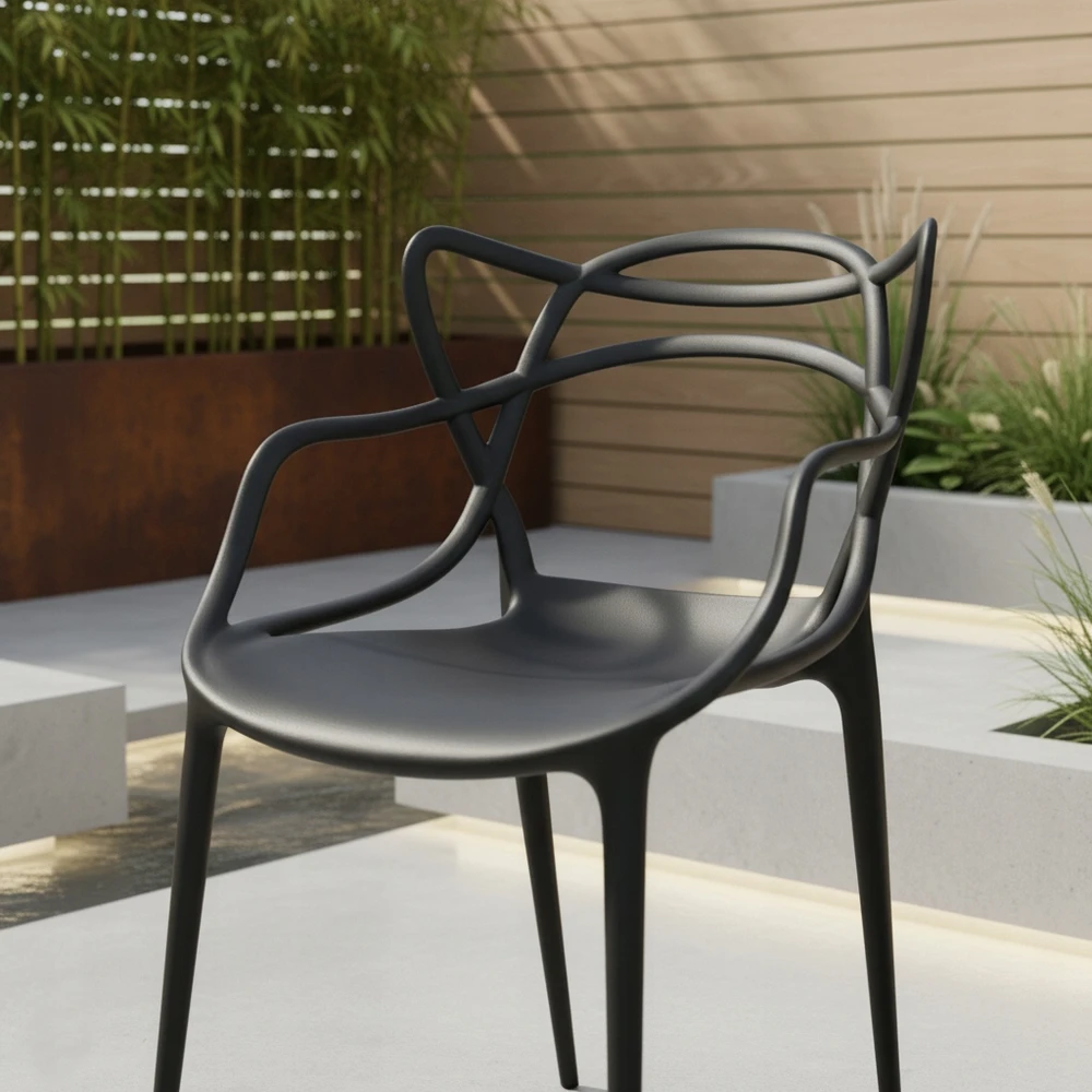 Artseries Ažūrinė kėdė Juoda Modernus LOFT fotelis Home Garden Bistro PREMIUM