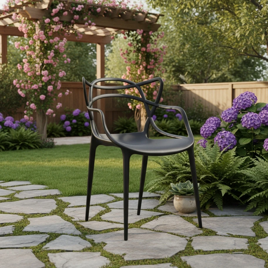 Artseries Ažūrinė kėdė Juoda Modernus LOFT fotelis Home Garden Bistro PREMIUM