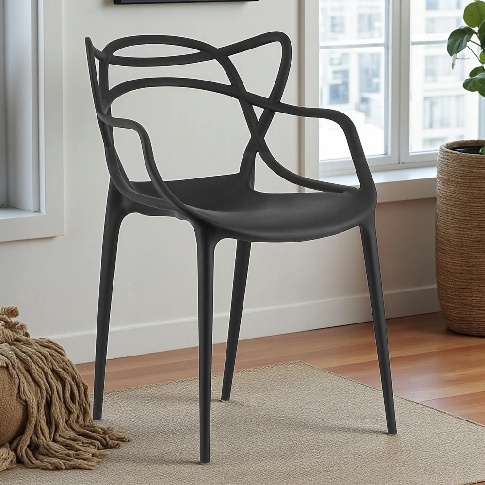 Artseries Ažūrinė kėdė Juoda Modernus LOFT fotelis Home Garden Bistro PREMIUM