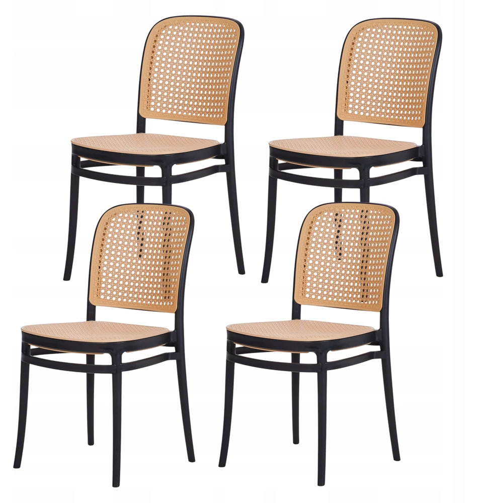 Artseries Ažūrinės juodos kėdės svetainei virtuvei valgomajam Scandinavian LOFT BOHO x4