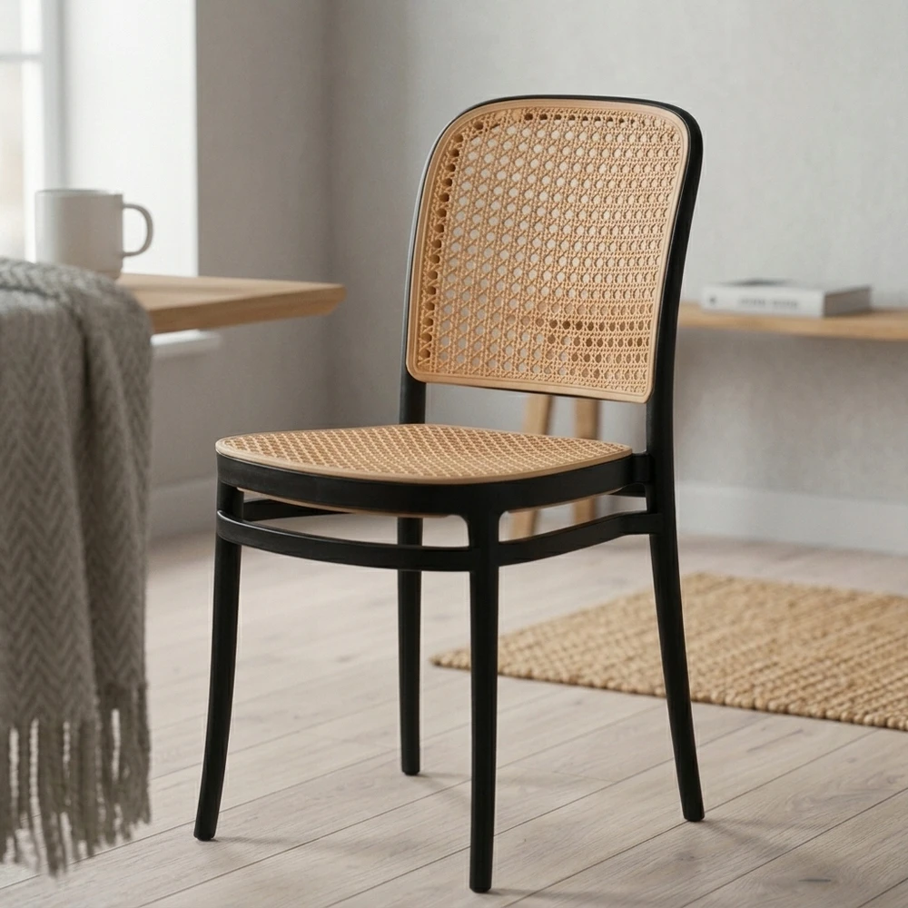 Artseries Ažūrinės juodos kėdės svetainei virtuvei valgomajam Scandinavian LOFT BOHO x4