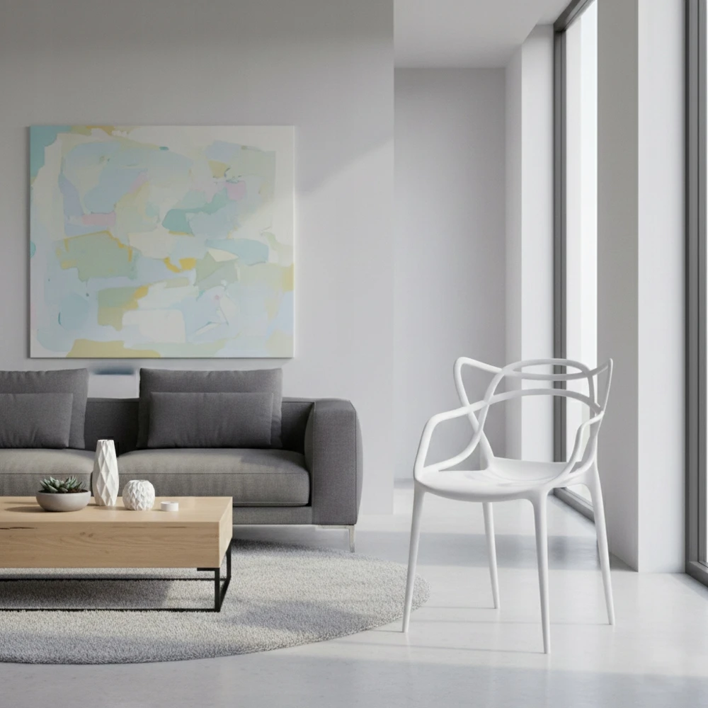 Artseries Balta LOFT Moderni skandinaviška ažūrinė kėdė virtuvei, svetainei, terasai