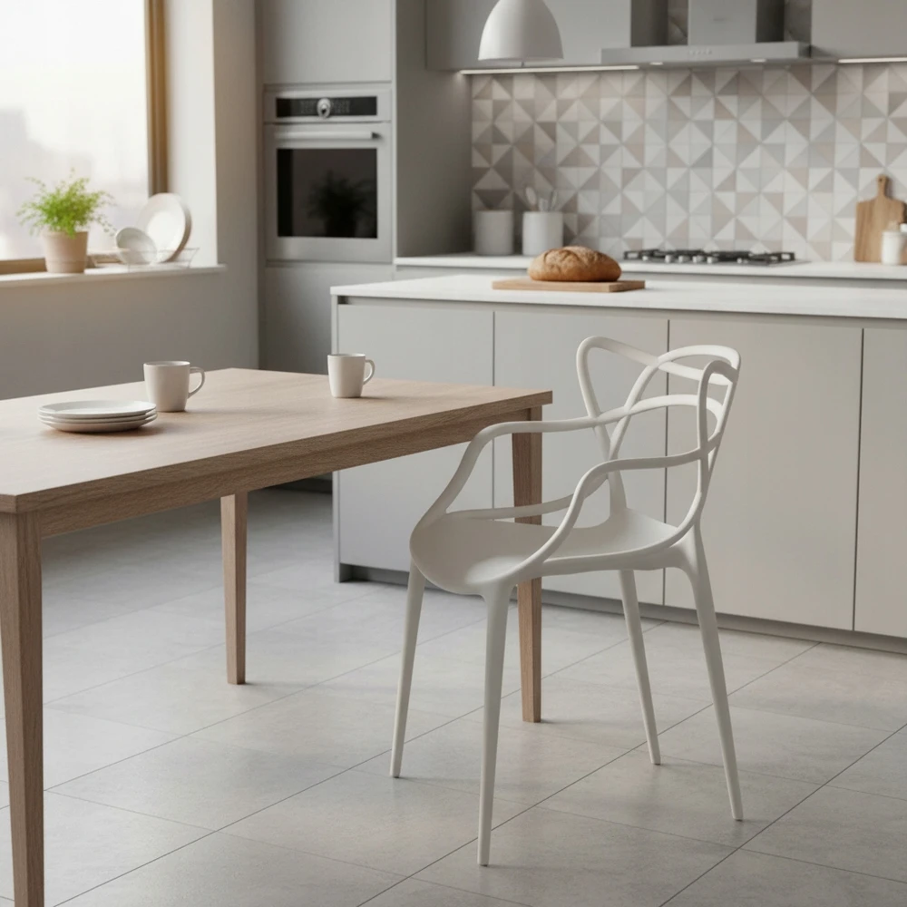 Artseries Balta LOFT Moderni skandinaviška ažūrinė kėdė virtuvei, svetainei, terasai