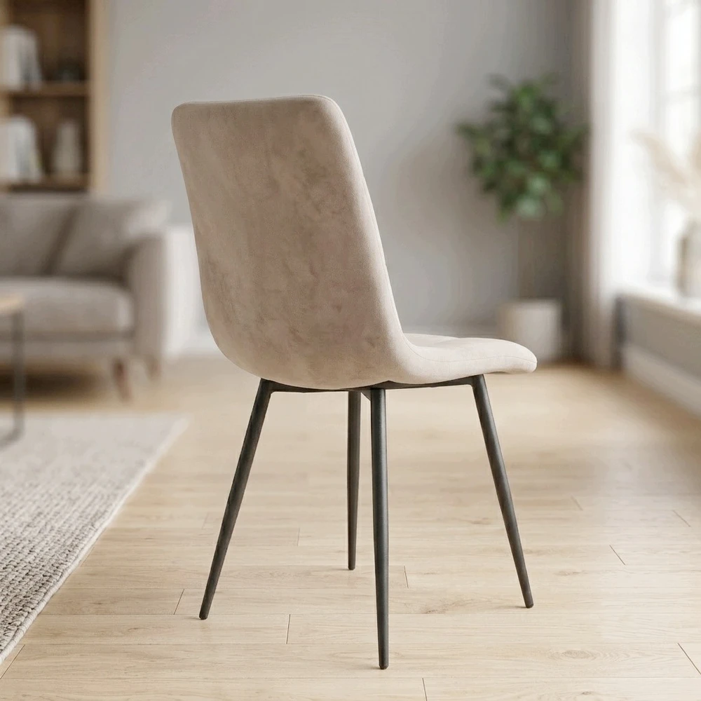 Artseries Krzesło Tapicerowane TAUPE Welurowe Pikowane Skandynawskie Salon Jadalnia
