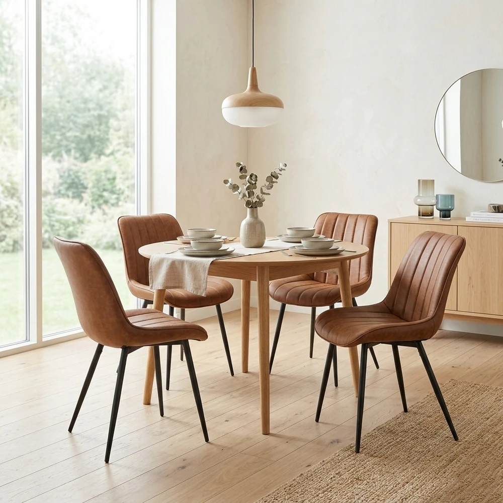Artseries Minkšta, eko oda, rudos spalvos kibiro kėdė darbo kambariui, svetainei, valgomajam