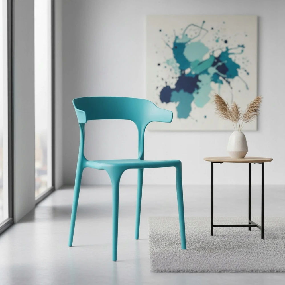 Artseries Moderni ažūrinė kėdė, turkio spalvos fotelis svetainei, virtuvei, sodui, bistro