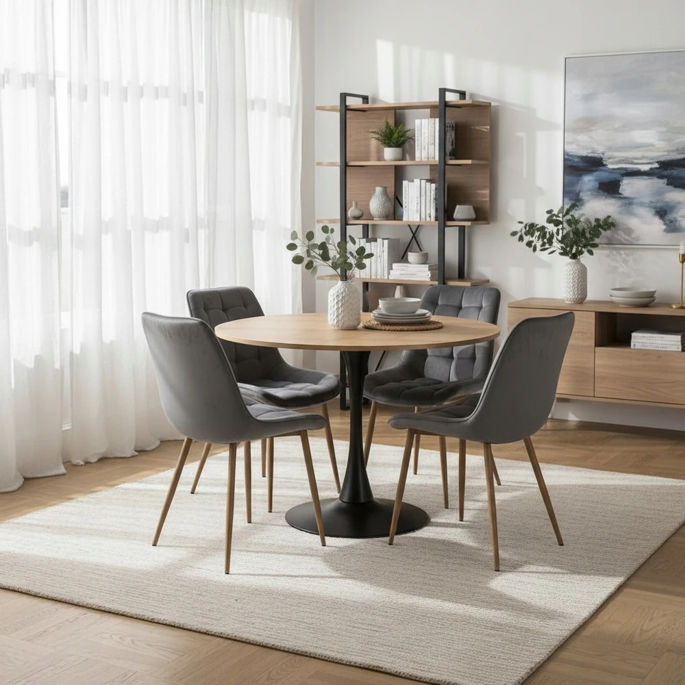 Artseries Skandinaviška minkšta aksominė kėdė Pilka LOFT Svetainės valgomojo kambariui