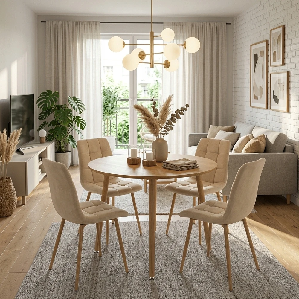 Artseries Smėlio spalvos minkšta veliūrinė kėdė, skirta svetainei valgomajam Loft rudos kojos