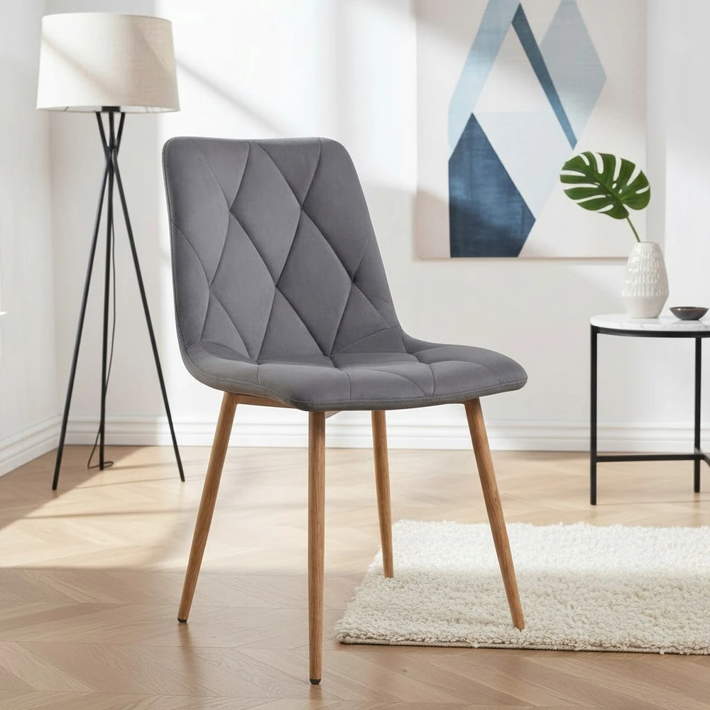 Artseries Veliūrinė kėdė Pilka LOFT Scandinavian Brown Legs Svetainės valgomasis