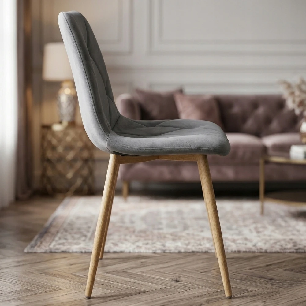 Artseries Veliūrinė kėdė Pilka LOFT Scandinavian Brown Legs Svetainės valgomasis