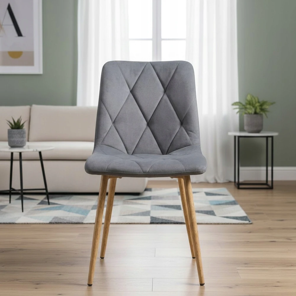 Artseries Veliūrinė kėdė Pilka LOFT Scandinavian Brown Legs Svetainės valgomasis