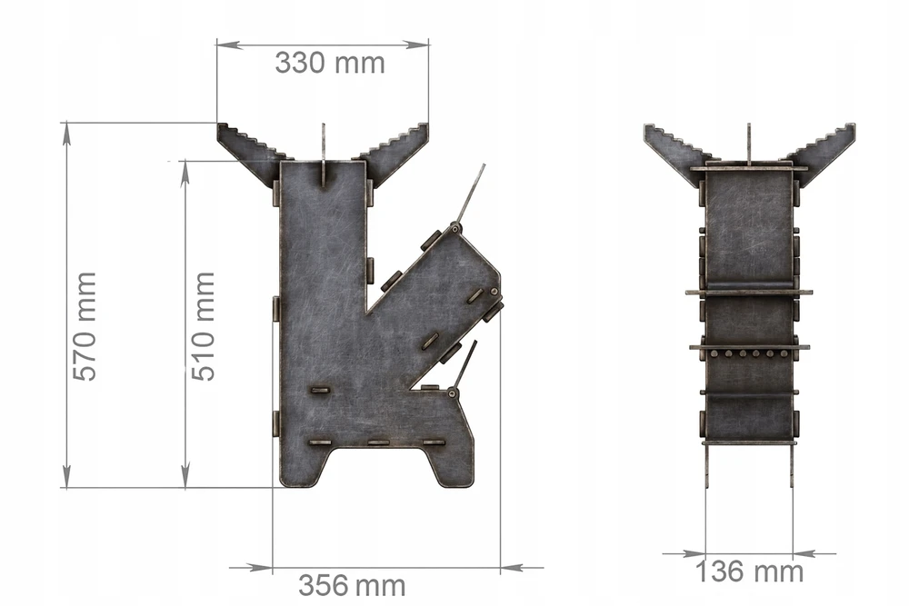 Artystal Didelė raketinė krosnelė, sulankstoma krosnelė, stovyklavimo krosnelė, kepsninė, galia išgyventi