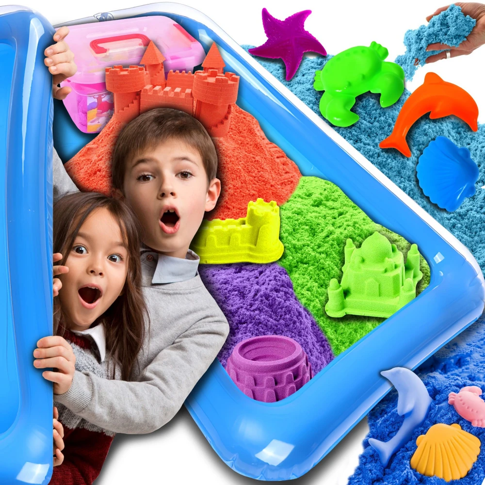 Asato Kinetic Sand 3kg rinkinys vaikams Baseinas Formos Formos dovanoms
