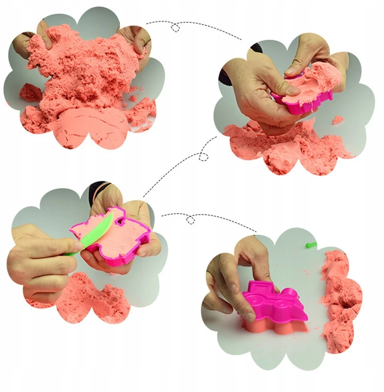 Asato Kinetic Sand 3kg rinkinys vaikams Baseinas Formos Formos dovanoms