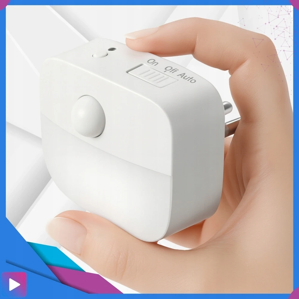 Asato LED naktinis apšvietimas, skirtas kontaktui su „Twilight Motion Sensor“ 3 režimų lizdu