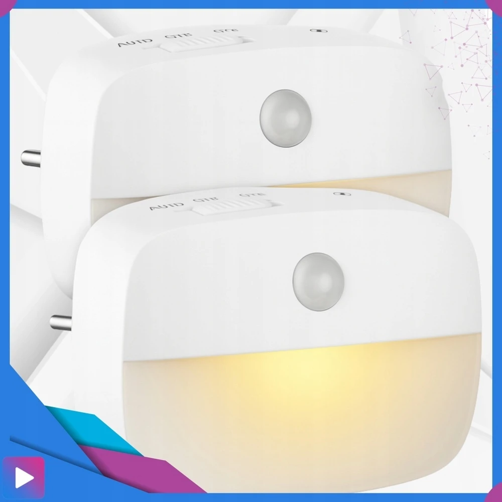 Asato LED naktinis apšvietimas, skirtas kontaktui su „Twilight Motion Sensor“ 3 režimų lizdu
