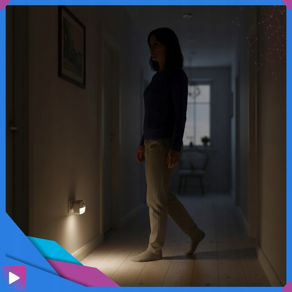 Asato LED naktinis apšvietimas, skirtas kontaktui su „Twilight Motion Sensor“ 3 režimų lizdu