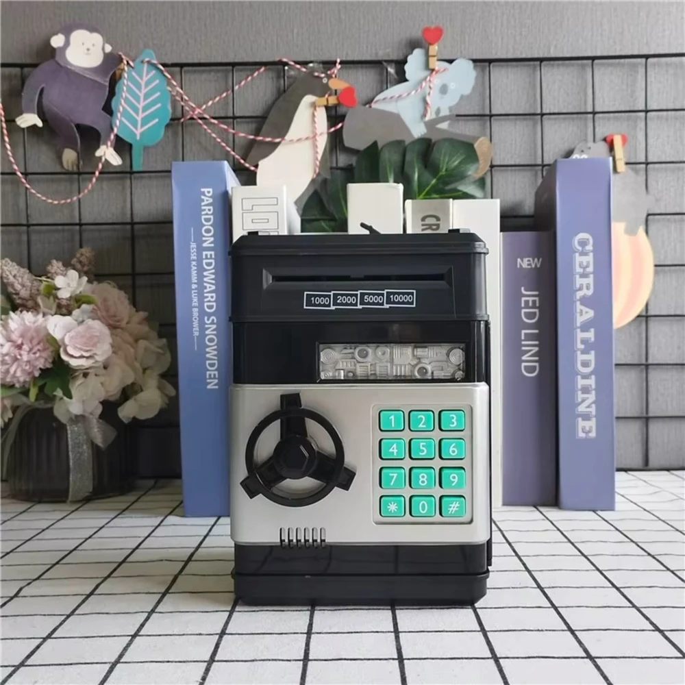 Asato SAUGU, PIGGY BANK VAIKAMS, ŽAISLINIS ELEKTRONINIS bankomatas, PIN kodas, MUZIKA, LED