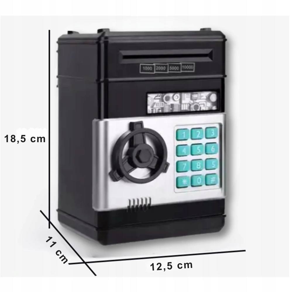 Asato SAUGU, PIGGY BANK VAIKAMS, ŽAISLINIS ELEKTRONINIS bankomatas, PIN kodas, MUZIKA, LED