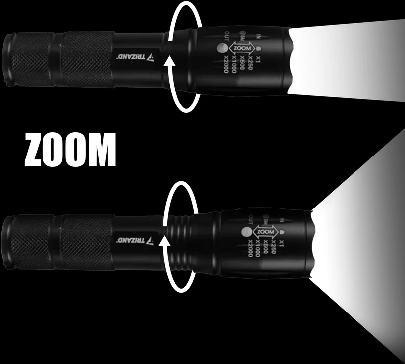 Asato Taktinis žibintuvėlis UV prožektorius 2in1 Survival LED Zoom karinių dėklų rinkinys