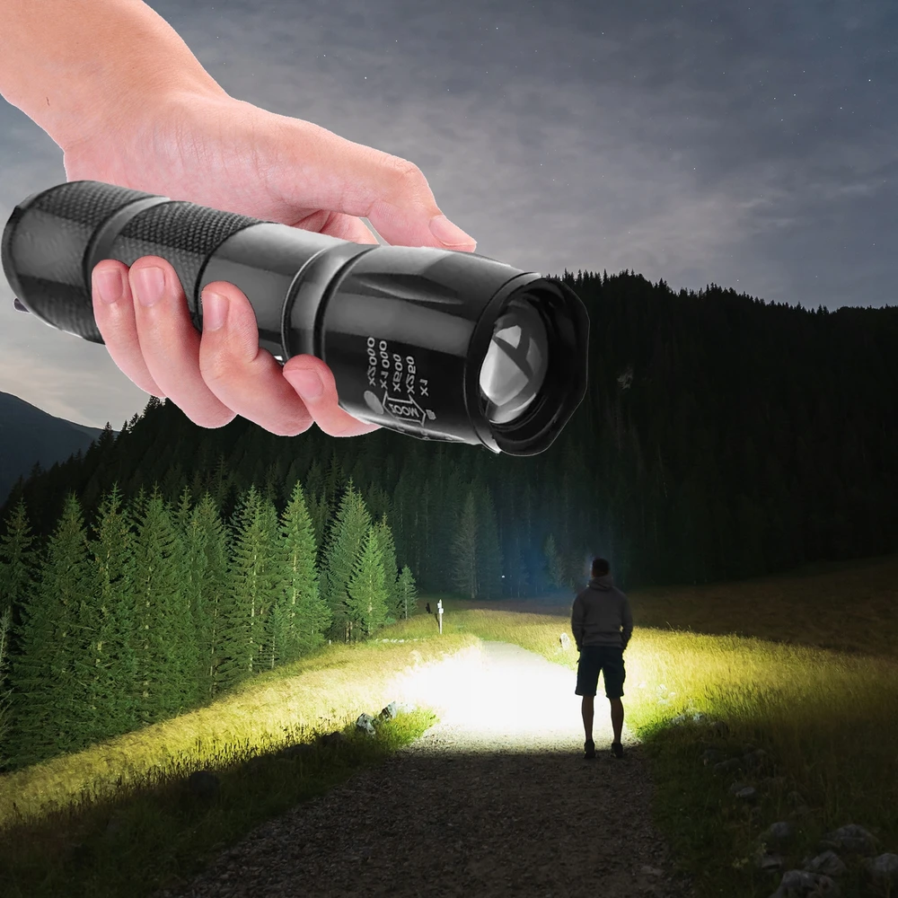 Asato Taktinis žibintuvėlis UV prožektorius 2in1 Survival LED Zoom karinių dėklų rinkinys