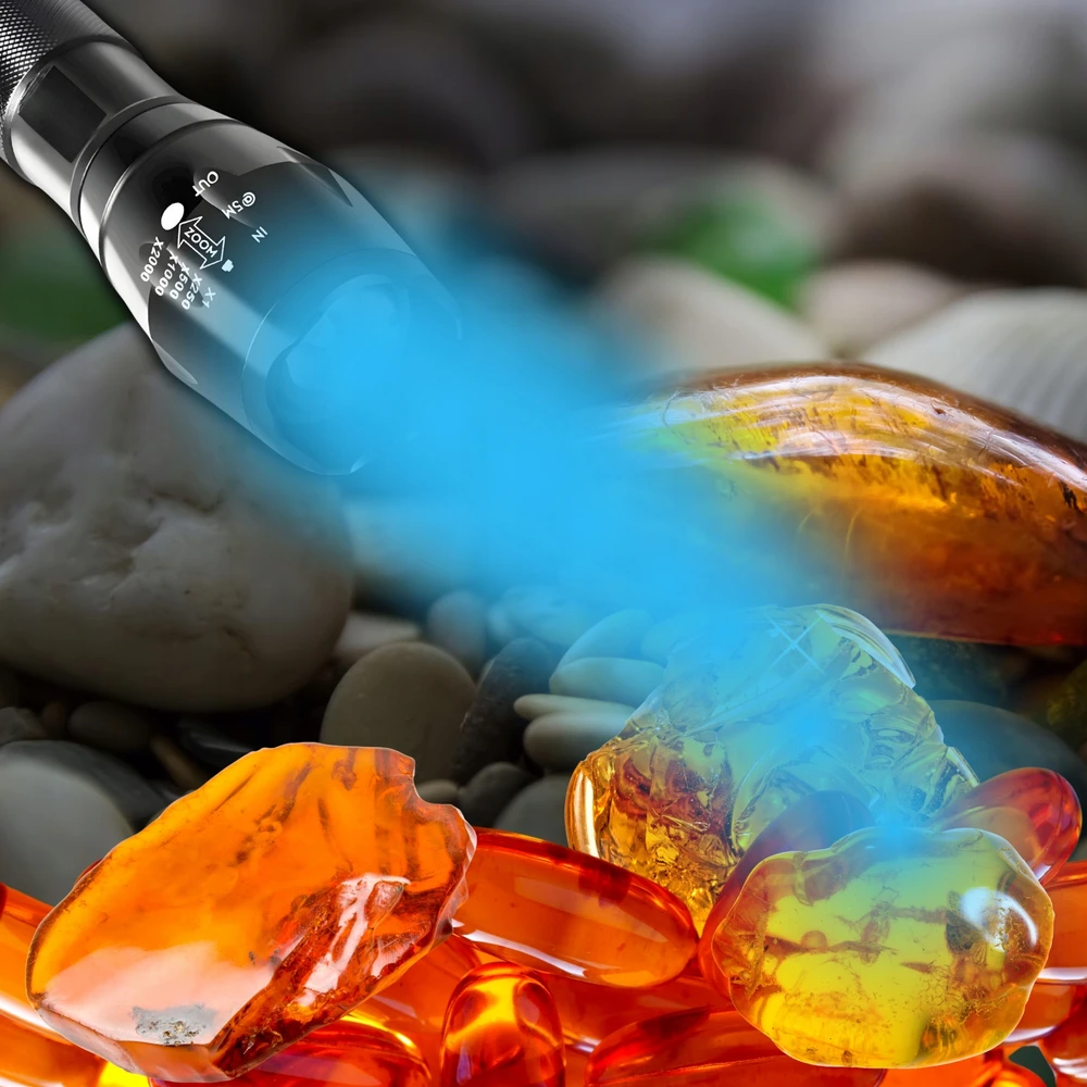 Asato Taktinis žibintuvėlis UV prožektorius 2in1 Survival LED Zoom karinių dėklų rinkinys