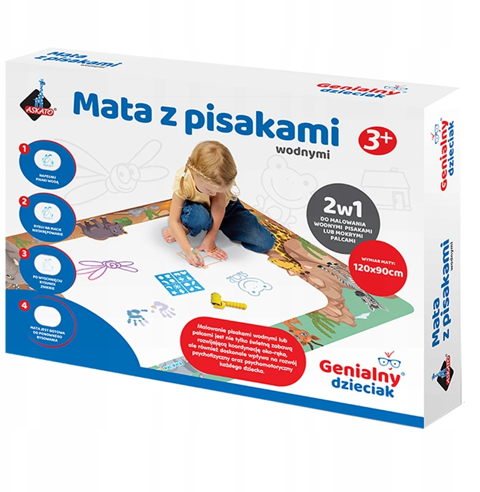 Askato DIDELIS KILIMAS PIŠYTI VANDENS PAGRINDINIAIS RAŠIKLIAIS 120 X 90 CM STAMBŲ ŠABLONAI XXL