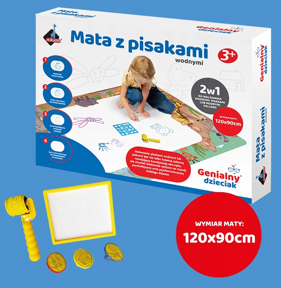 Askato DIDELIS KILIMAS PIŠYTI VANDENS PAGRINDINIAIS RAŠIKLIAIS 120 X 90 CM STAMBŲ ŠABLONAI XXL