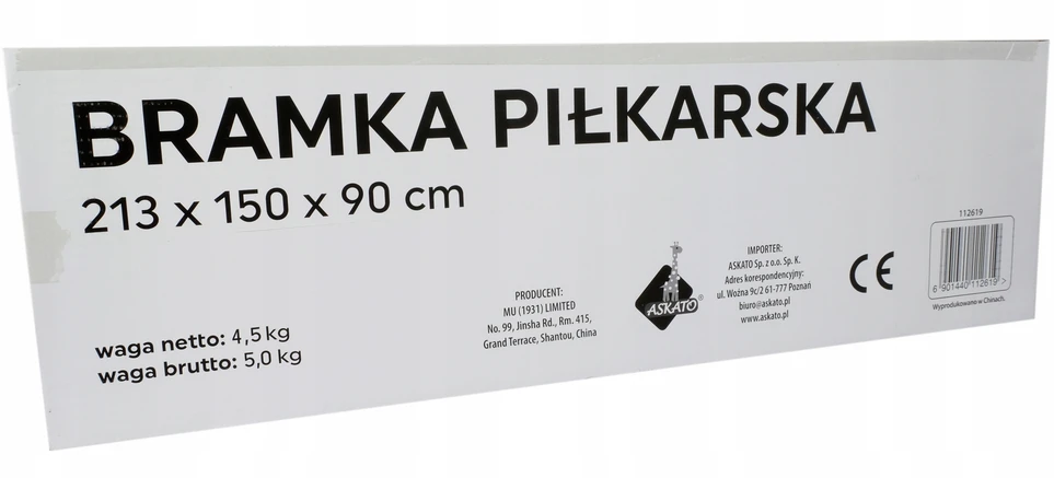 Askato Futbolo vartai su tinklu 213 x 150 x 90 cm, plieniniai, balti