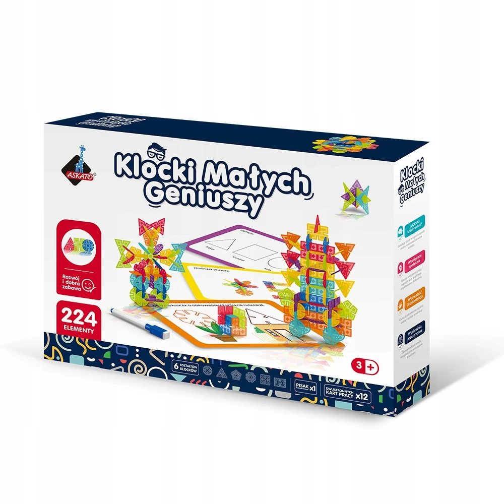 ASKATO Geometriniai mažųjų genijų blokeliai, 224 vnt. 3+