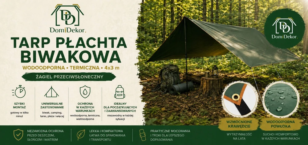 ASMAT TARP vandeniui atsparūs TERMINIAI KEMPINGŲ LAKŠTAI 3X4 m SAULĖS BURĖ