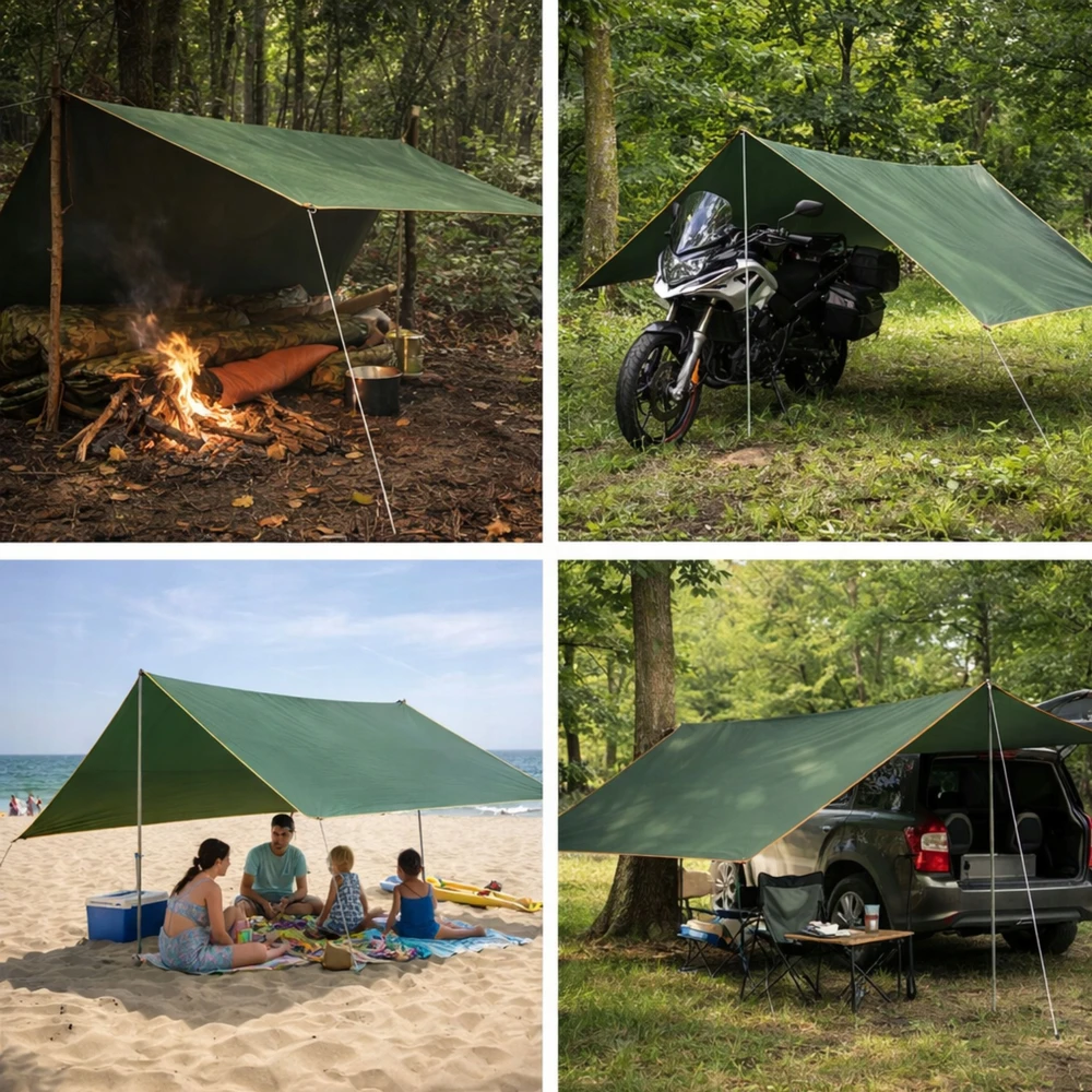 ASMAT TARP vandeniui atsparūs TERMINIAI KEMPINGŲ LAKŠTAI 3X4 m SAULĖS BURĖ