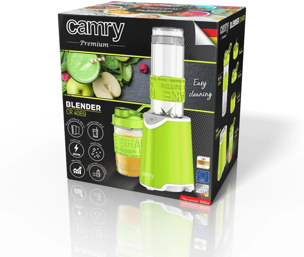 Asmeninis trintuvas 800W, smulkina ledą, 2 buteliai, 4 peiliukai iš Camry CR 4069 plieno