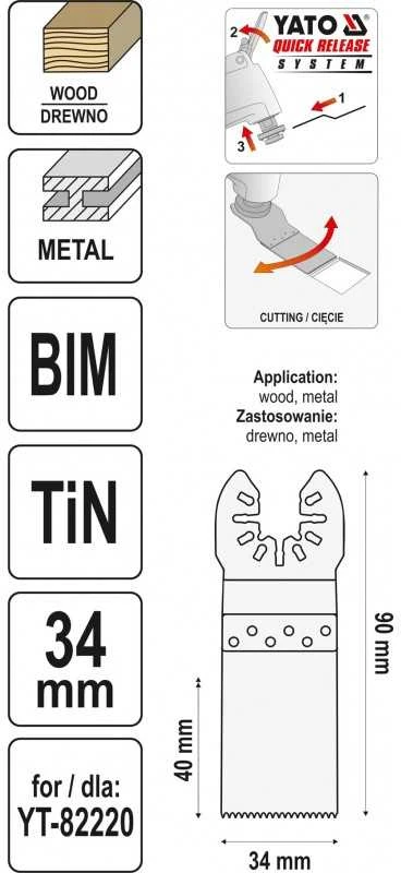 Yato Toya Sa Poland Priedas daugiafunkciniam įrankiui | BIM-TIN | 90 mm / 34 mm (YT-34712)