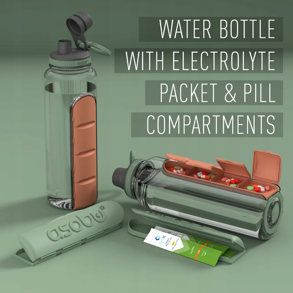 Asobu Electrolyte Basil Žalias 1.2l butelis su laikikliu